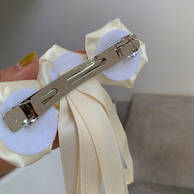 Spring Style Retro White Camellia Bow Hair Clip For Woman Hair Accessories