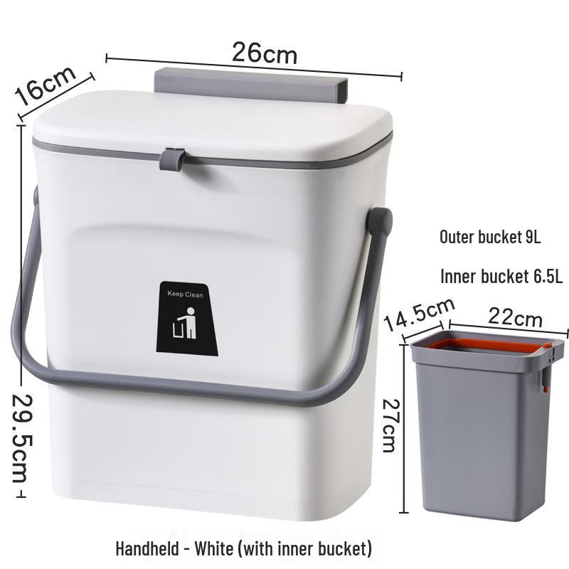 Wall-Mounted Kitchen Trash Can with Handle and Inner Bucket for Cabinets