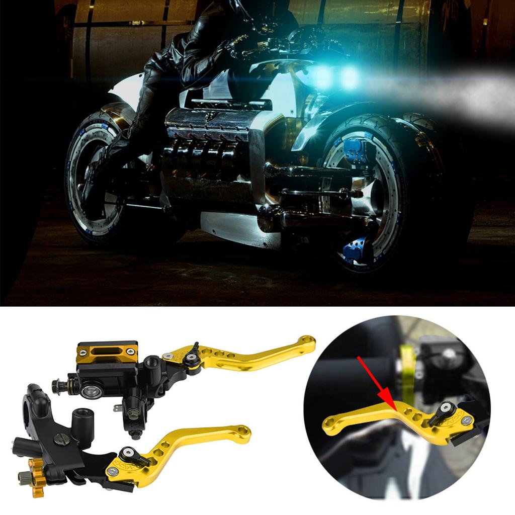 1 paio 78"(22 millimetri) Leve del serbatoio del cilindro principale del freno della frizione della motocicletta universali dorate