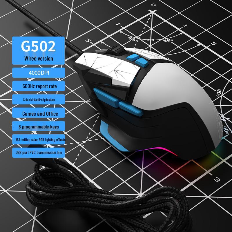 

Cross-Border G502 Esports Wireless RGB Mouse: Wired/Wireless, Mechanical, Macro-Enabled, DC Recoil Control for Gaming and Office