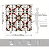 Geometric Star Curtain, Red-Green-Gold Design, Polyester, Diamonds & Triangles, Fade Resistant, Machine Washable,  Bath Decor