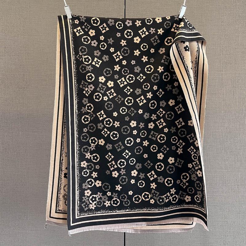 Women's Autumn High-end Warm Scarf Imitation Cashmere Scarf Medium and Long Outer Shawl Single-sided Printed Scarf