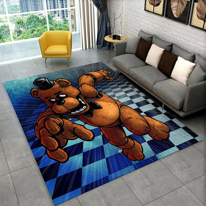 Klassischer F-FNAF Horror Spiel Freddy Teppich Teppich für Spielzimmer Schlafzimmer Wohnzimmer Sofa Heimdekoration, Kinderteppich Rutschfeste Fußmatte