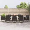Vidaxl 9-Cz. Garden Furniture Set With Cushions, Black, PE Rattan