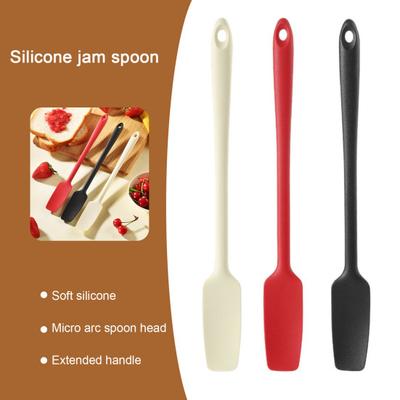 Silicone Jar Spatula for Scraping Spreading Long Handle Rubber Scraper for Jars Bottles Heat Resistant BPA Free Silicone Utensil for Home Kitchen