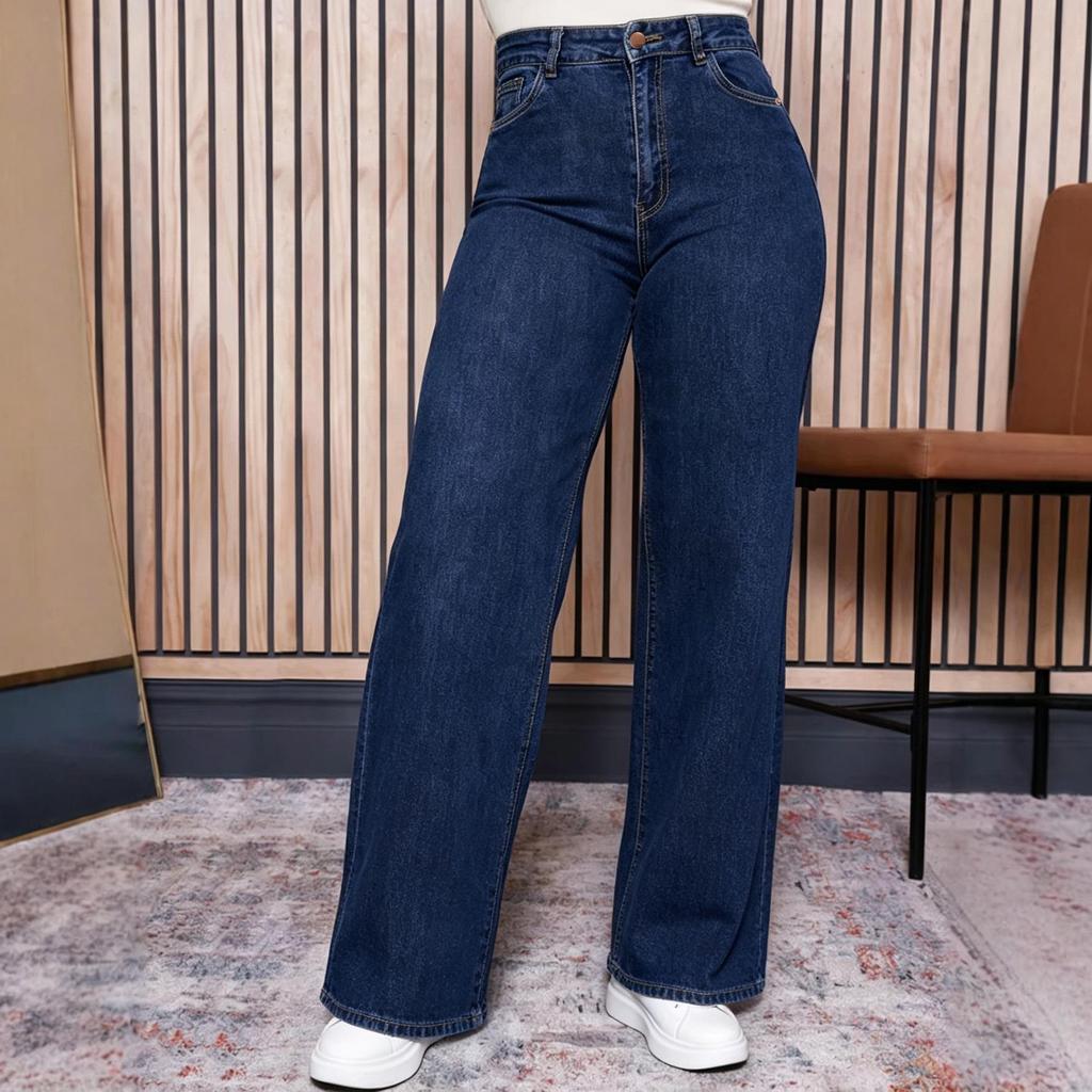 Pantaloni Larghi in Denim Taglie Forti Europei e Americani