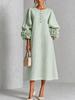 New floral button mid-length dress with eye-catching floral cuffs, European and American