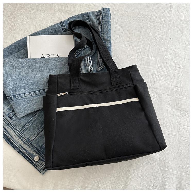Large Capacity Canvas Tote Bag Street Style Shoulder Bag Chic College Student Commuter Crossbody Purse