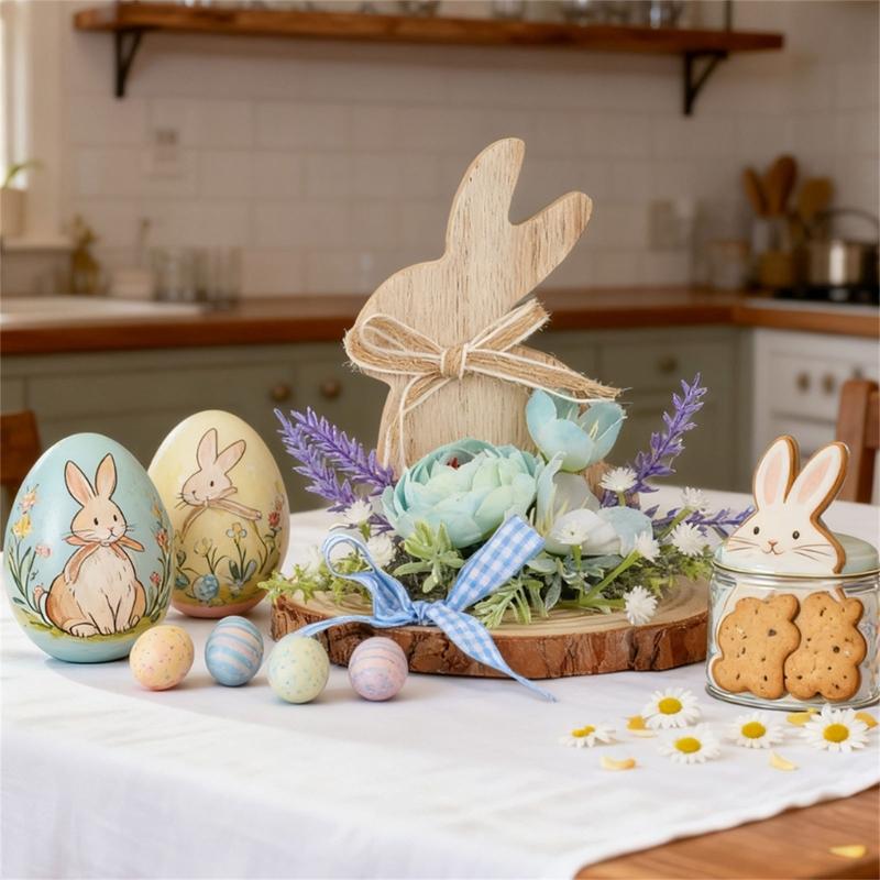 Holz Osterhase Skulptur Tierfigur Ornament Frühling Heimdekoration Für Kaminsims Bücherregal Tischplatte Display