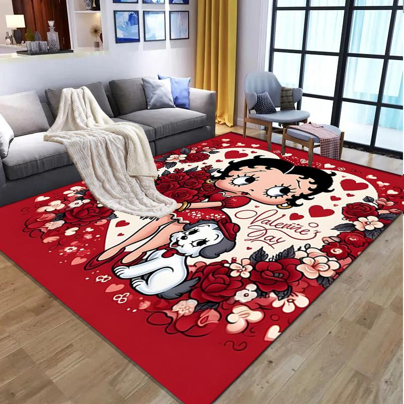 Betty Boop Pattern Rug, Indoor/Outdoor Mat, for Picnic, Gameroom, Bedroom, Office, Living Room, Home Decor Carpet, Birthday Gift