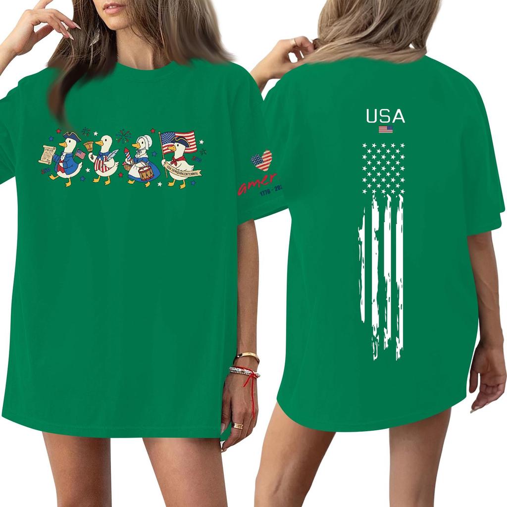 Women's Casual Fashion Round Neck Casual Print Short Sleeve T-Shirt Top