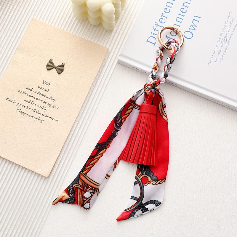 Zijden Sjaal Leer Kwastje Sleutelhanger: Veelzijdig Dames Tas Ornament Accessoire