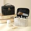 Korean Chic Black & White Makeup Bag: High-Capacity, Elegant Storage for Women
