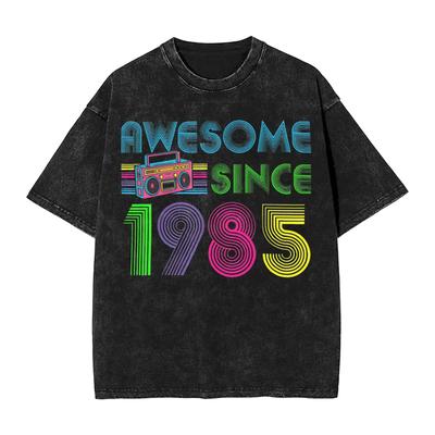 Vintage 1985 Hergestellt 1985 Gewaschene T-Shirts Streetwear Vintage T-Shirt Tees Herren Damen Kurzarm Grafikdruck