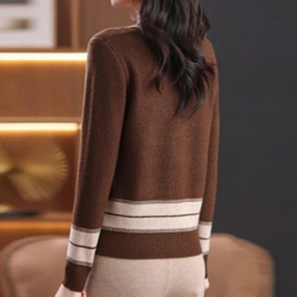NaVaVa Women S Long SleeVe V Neck Knit Top Color Block Nk3388
