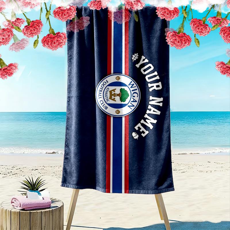 Wigan Athletic F.C Print Beach Towel, Large Soft Quick Dry Towel for Beach Camping Swimming