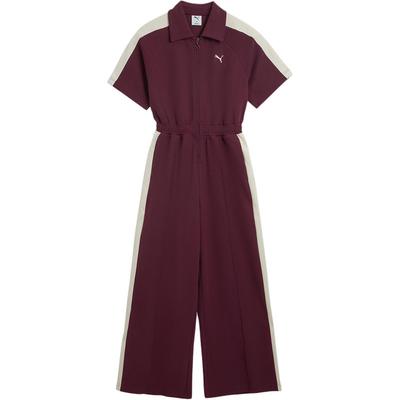 Women's T7 Vintage Short Sleeve Jumpsuit Burgundy 634539-96