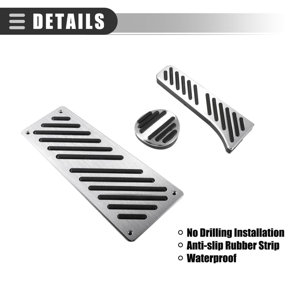Motoforti Gas Accelerator Brake Footrest Pedal Pad Covers for Smart ForTwo Metal Black Silver 1 Set Mercedes-Benz 2009-2014, Tone,