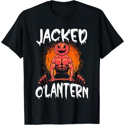 Jacked O Lantern Halloween Weightlifting Muscle Workout T-Shirt