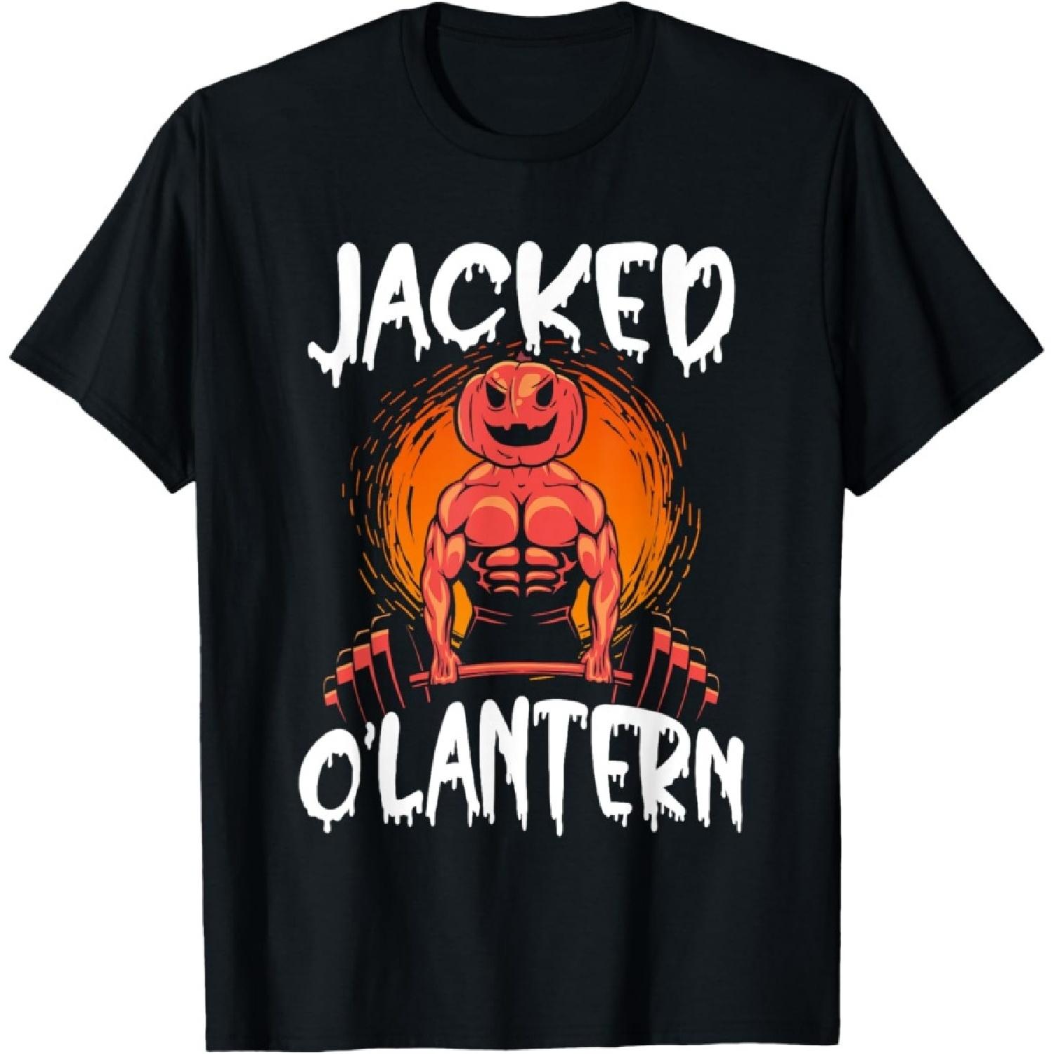 Jacked O Lantern Halloween Weightlifting Muscle Workout T-Shirt S