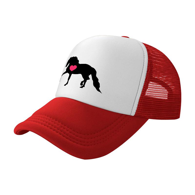 Horse with Heart Logo Mesh Trucker Hat Breathable Adjustable Baseball Cap for Adults and Unisex Fashion Accessory