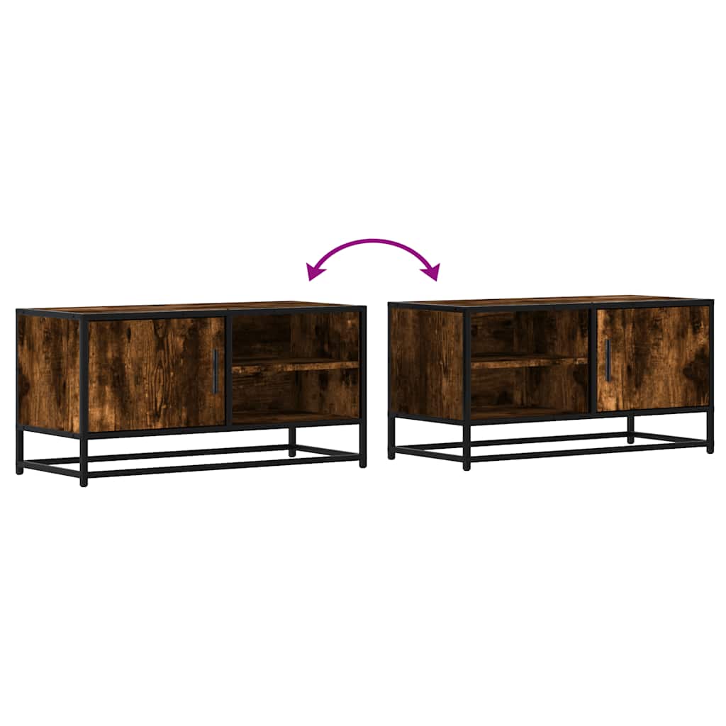 TV Stand in Smoked Oak Finish 80 x 34.5 x 40 cm Made of Wood Based Panel and Metal