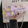 Bag Spring New 2025 Korean Edition Fashion Shoulder Bag Women's Small Fragrant Wind Rhombus Textured Crossbody Small Square Bag