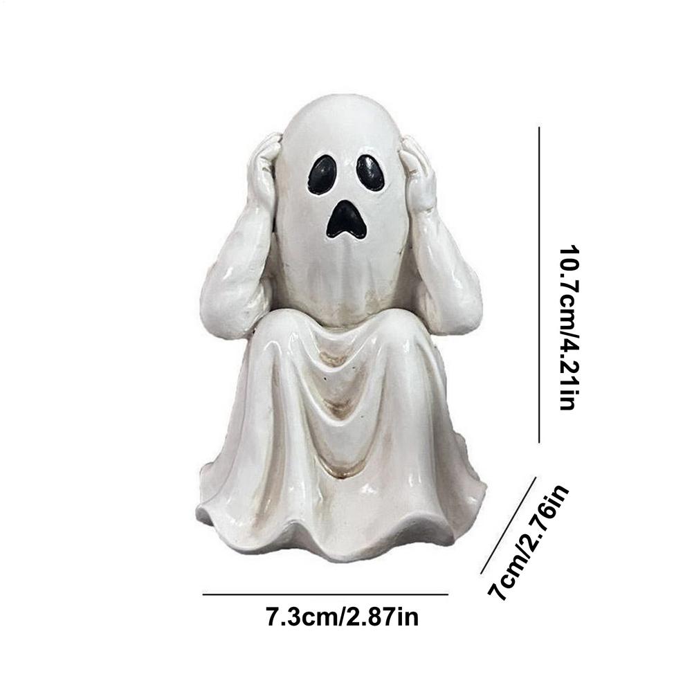 

Funny Ghost Statue with Scary Face Sculpture for Indoor Outdoor Halloween Decor Home Garden Porch Fireplace Party Decoration