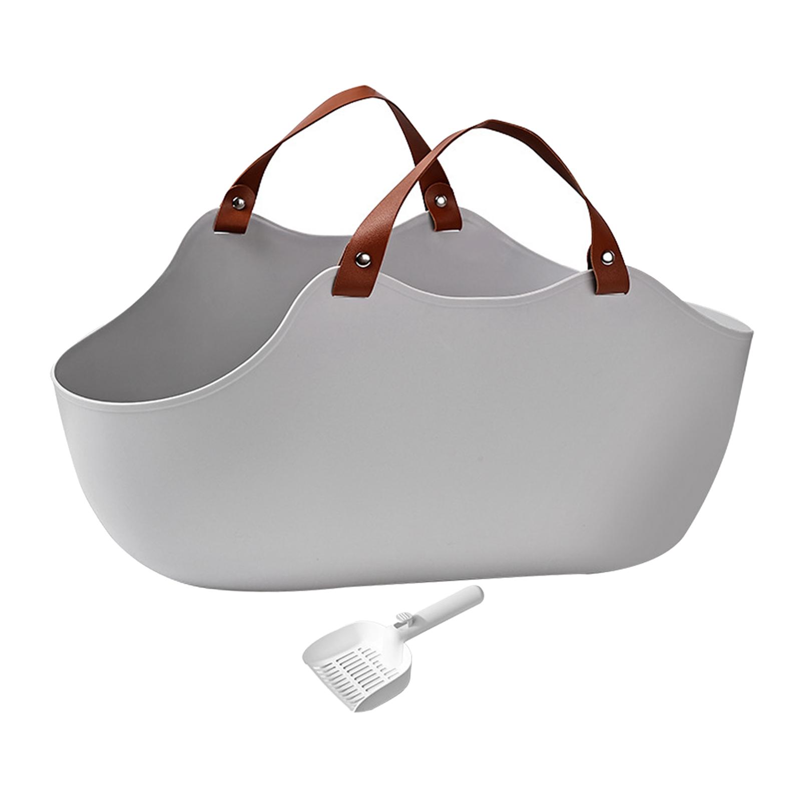 

Cat Litter Box with Handles Anti Splashing Bedpan Semi Enclosed Open Top Pet Litter Tray for Small Medium Cats Pets Accessories серый