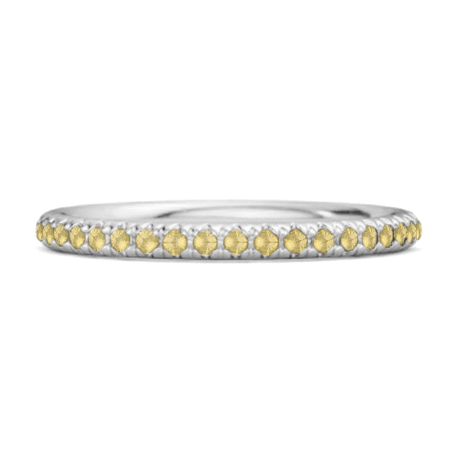 Lemon Quartz Round Eternity Ring - 925 Sterling Silver 9 белого золота