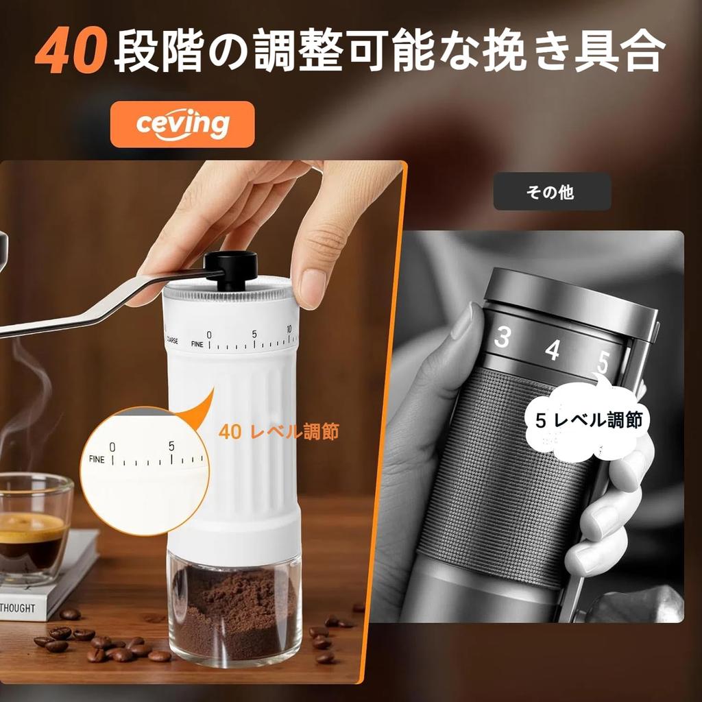 Mini Manual Coffee Grinder with 40 Levels Portable Hand Coffee Bean 30g Conical Burr Coffee Grinder with Crank for Pour Adjustment, Mill, Capacity,