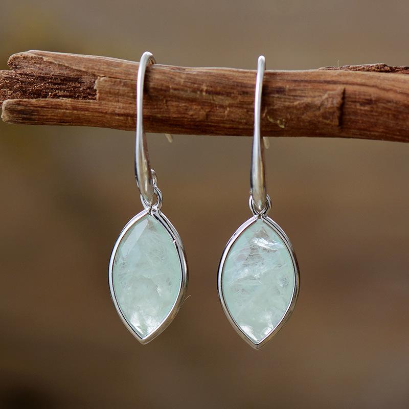 Natural Stone New Bohemian Elongated Stone Horse Eye Pendant Earrings European and American Popular Ins Jewelry Jewelry