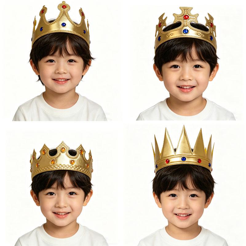 Royal Gold Crown Headdress for Kids' Costume Party