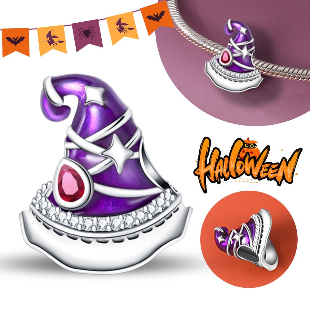 

Halloween Party Copper Witch Purple Magic Hat Bead Fit Charms Diy Bracelet For Jewelry Making Women Gift белый