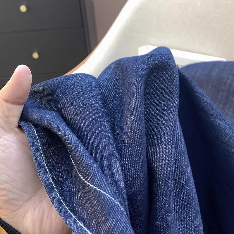 2024 Women's Loose Fit Blue Denim Shirt Jacket for Autumn/Winter