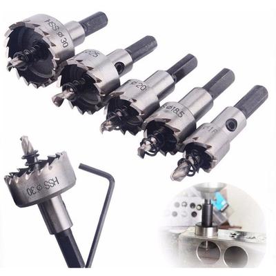 5PCs Drill Bit Hole Saw Set Stainless Steel Titanium Coated Metal Alloy Wood Hole Cutter