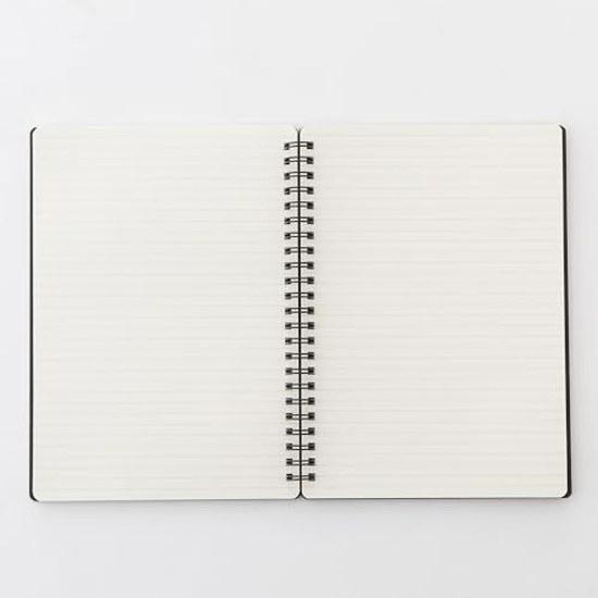Muji High-Quality Paper Double Ring NotebookRubber Closure Black A5 80 Sheets 6mm Horizontal Rule NAA39A8A