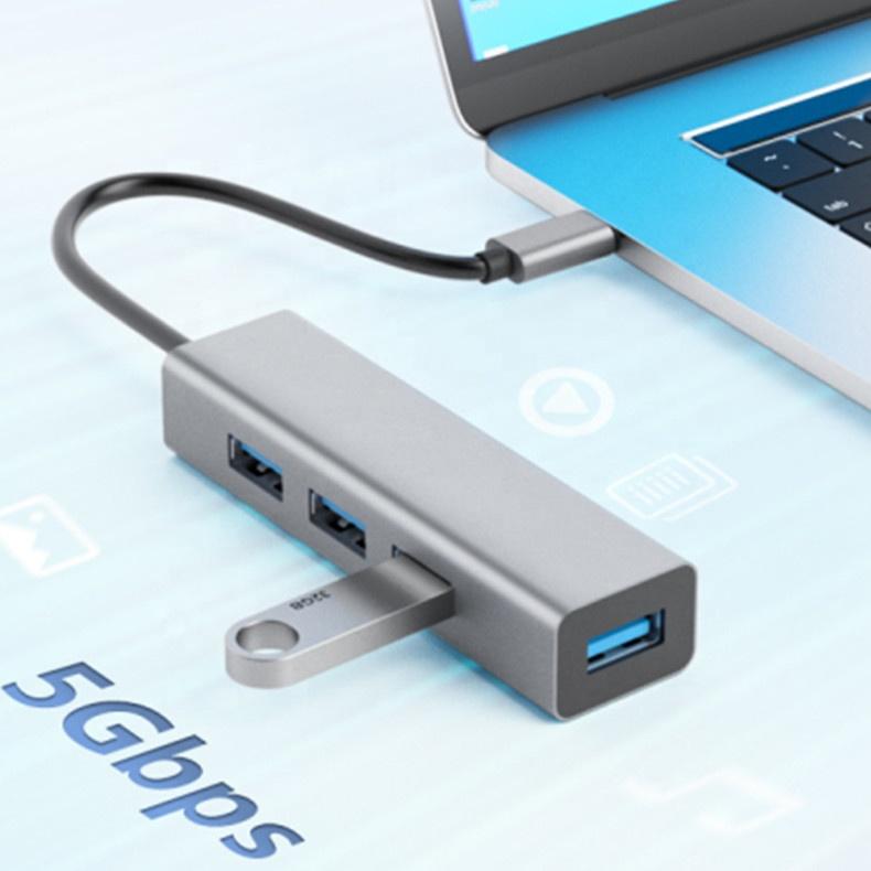 USB C To 4 Ports USB 3.0 High Speed Hub for MacBook Pro and ChromeBook and XPS and Galaxy S9 / S8 and Huawei Matebook and More