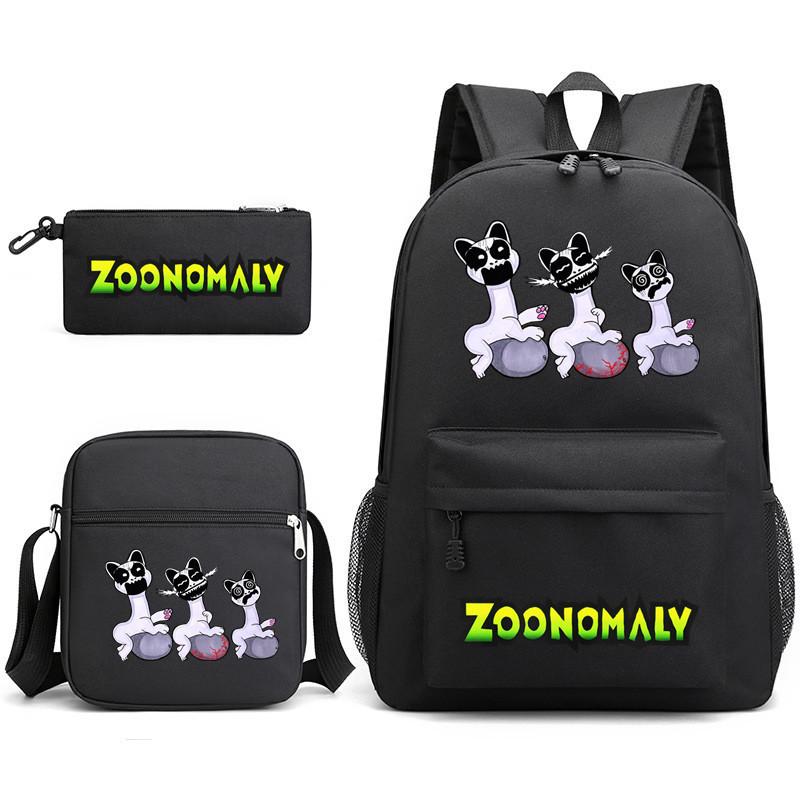 Deformed Zoo School Bag Male and Female Students Three-piece Large Capacity Backpack
