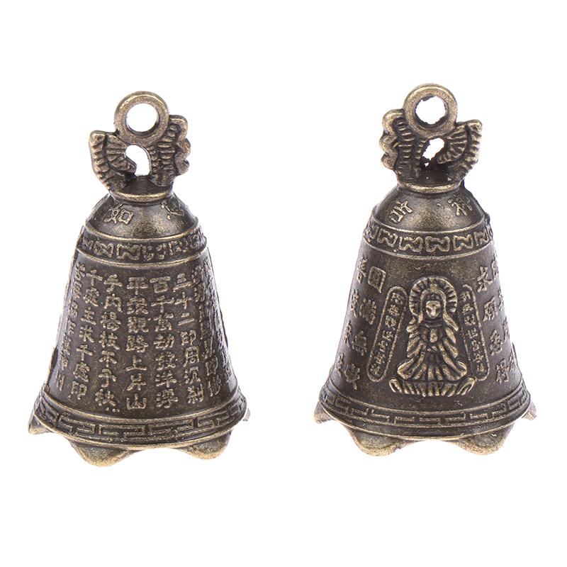 2 Stücke Retro China Mini Bronze Skulptur Beten Buddha Feng Shui Glocke Hausgarten Dekorative Windglocken Auto Anhänger Zubehör