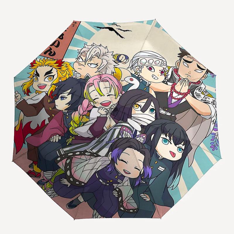 1pc Chibi Demon Slayer Characters Outdoor Umbrella - Automatic Opening/Closing - Portable 3-Fold Design - 8-Rib Iron Frame - Festival Gift - Suit