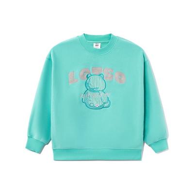 Li Ning X Disney Toy Story Seria Niedźwiadek Truskawkowy Nadruk Kreskówkowy Polar Luźna Bluza z Kapturem Zimowa Damska Bluza Niebieski Wodny AWDR758-2