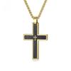 Design Original da Moda Masculino Duas Cores Areia Desarrumada Chanfrado Cruz Pingente de Colar Clavícula de Luxo Leve