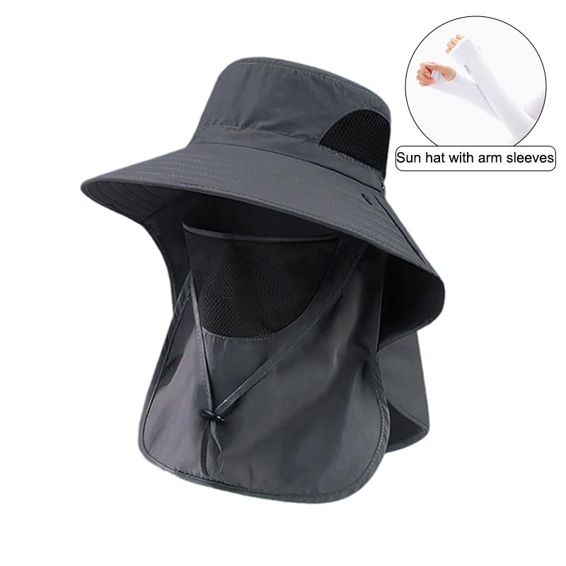 Summer Sun Hats Uv Protection Outdoor Hunting Fishing Cap For Men Women Hiking Camping Visor Bucket Hat Neck Flap Fisherman Hat
