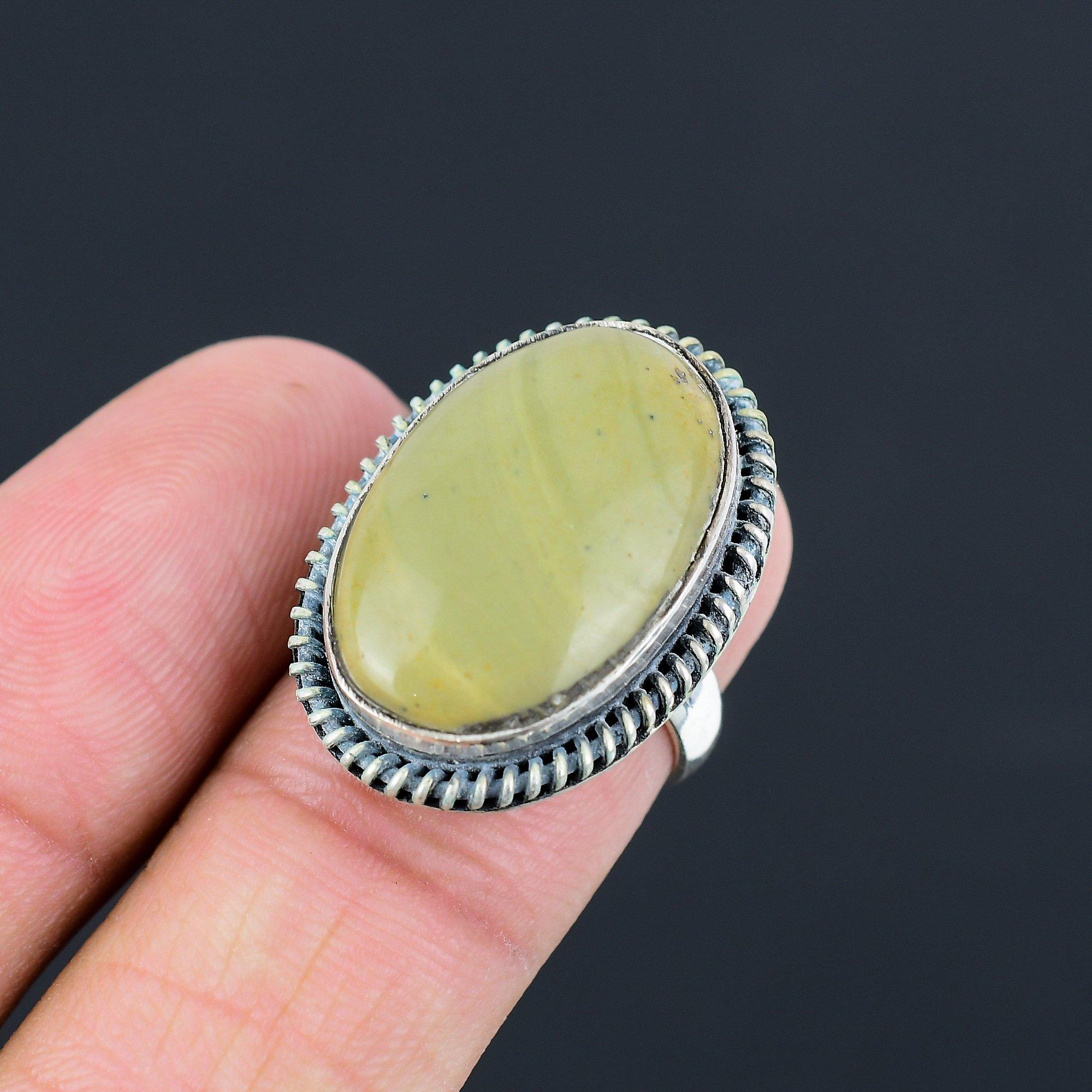 Polychrome Jasper Stone 925 Sterling Silver Sister Statement Trendy Ring US 7 7