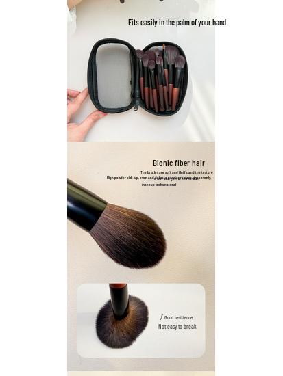 12-Piece Mini Portable Makeup Brush Set with Fiber Bristles: Powder & Eyeshadow Brushes, Complete Beauty Tool Kit.