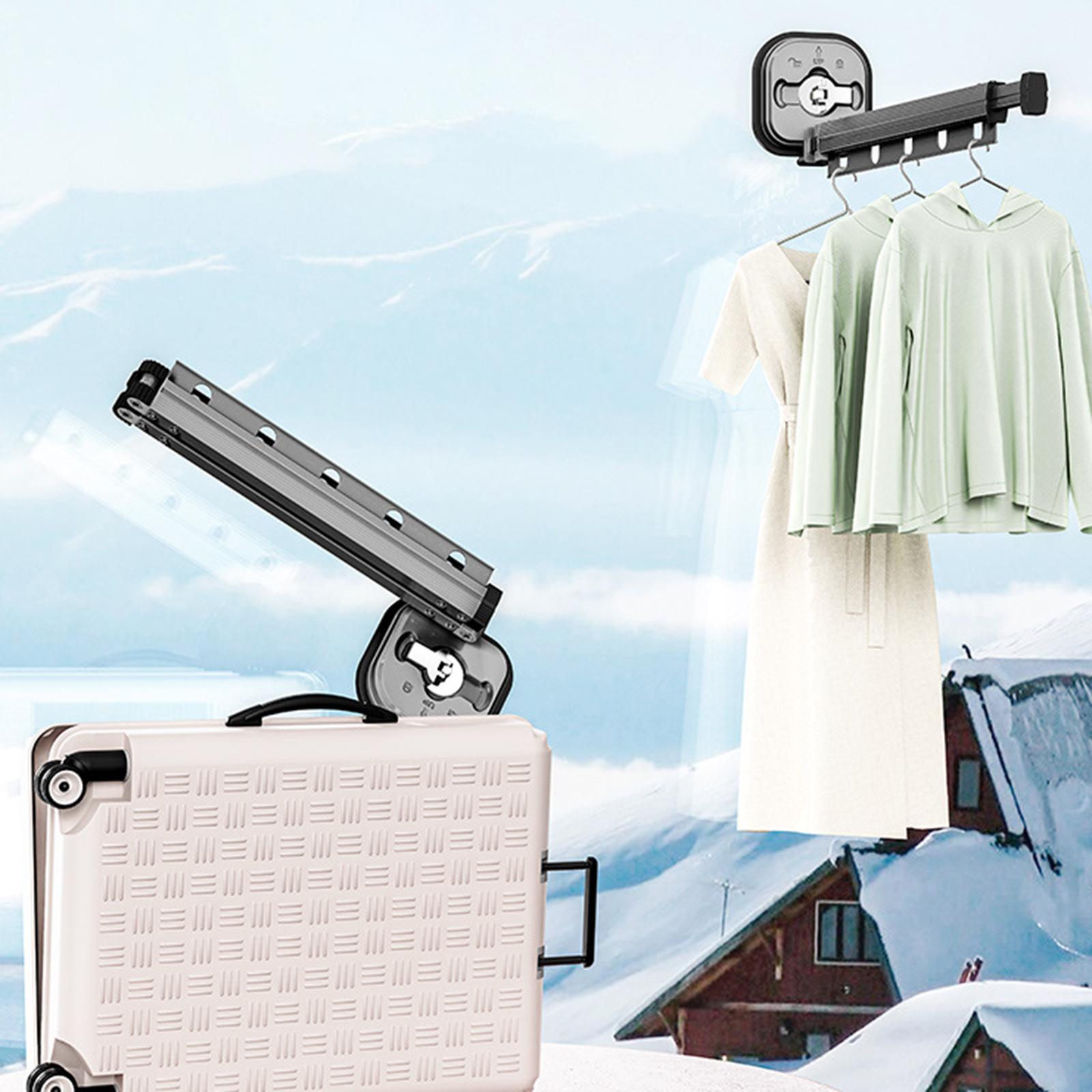 

1 Section Retractable Folding Clothes Drying Rack Aluminum Alloy Balcony Window Space Saving Suction Cup Hanging Rack White