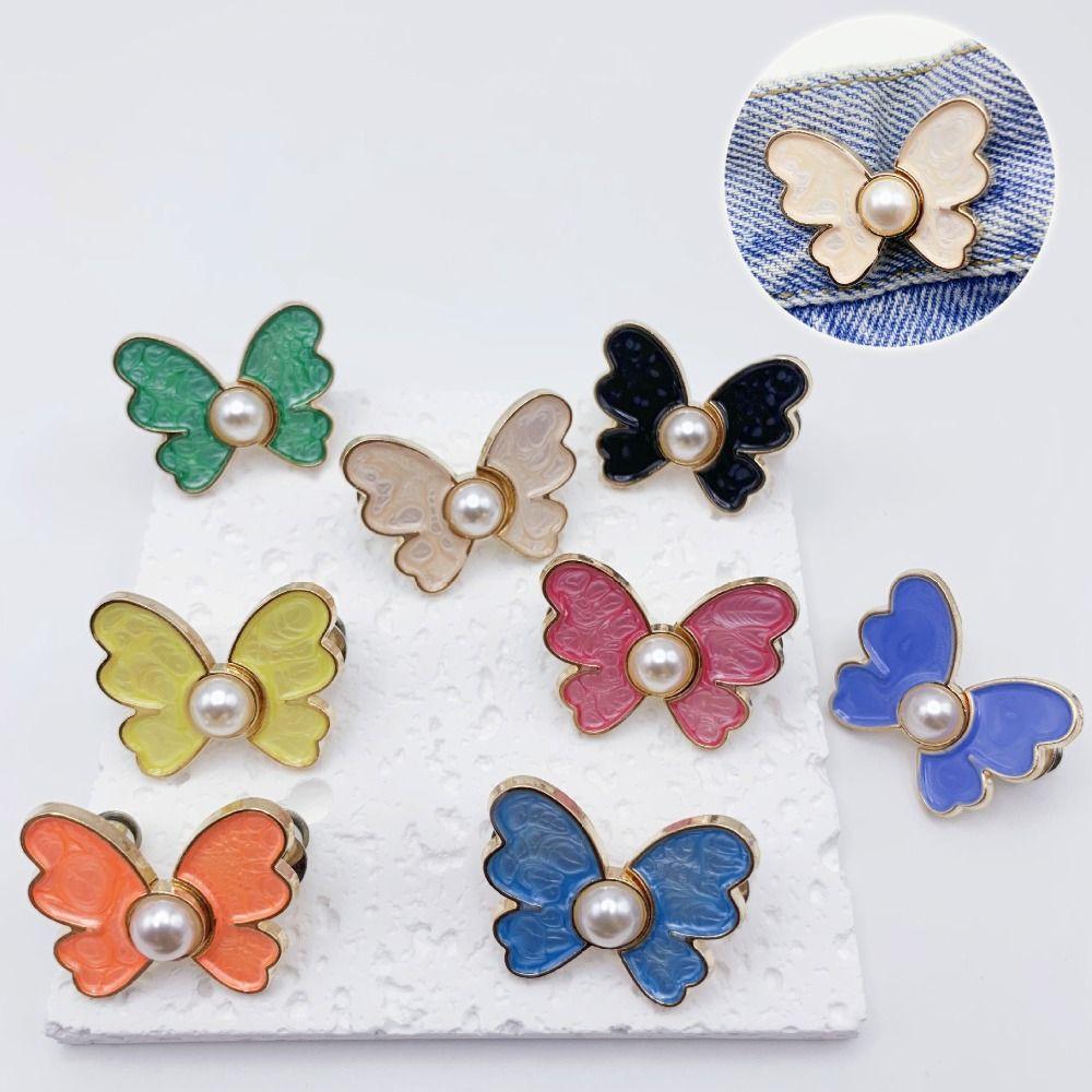 

Stainless Steel Butterfly Waist Buckle Removable Waist Clip New Waist Closing Button for Women White
