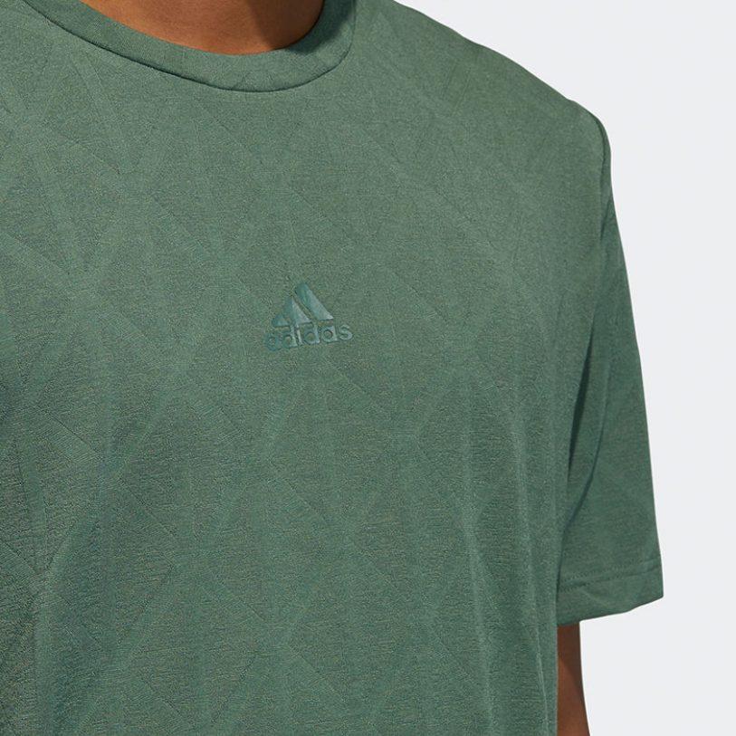 Adidas T Shirts Men's Green Crew Neck Moderate Straight Fit GP1011