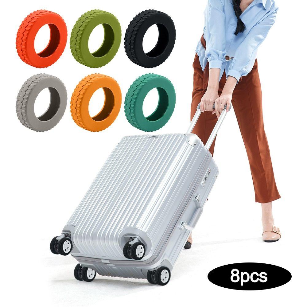 8Pcs Suitcase Parts Travel Luggage Caster Shoes Silent Sound Reduce Noise Suitcase Wheels Protection Cover Reduce Wheel Wear
